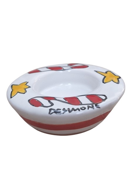 Porta lumino candela tealight tondo Folk Natale Ceramiche De Simone