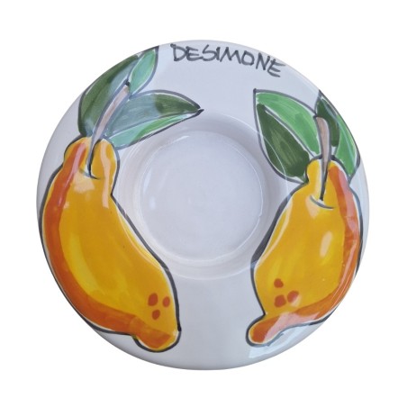 Porta lumino candela tealight tondo Folk Limoni Ceramiche De Simone