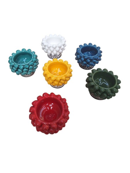 Cachepot pigna con piede vaso siciliano colorato artigianale Ceramiche De Simone