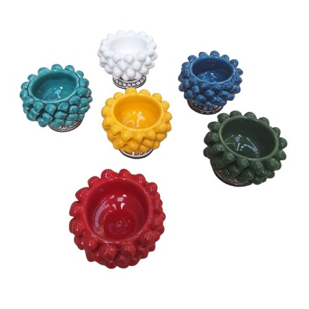 Cachepot pigna con piede vaso siciliano colorato artigianale Ceramiche De Simone