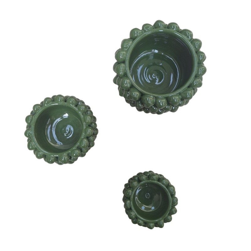 Green Pine cone cachepot with base handmade sicilian pot Ceramiche De Simone