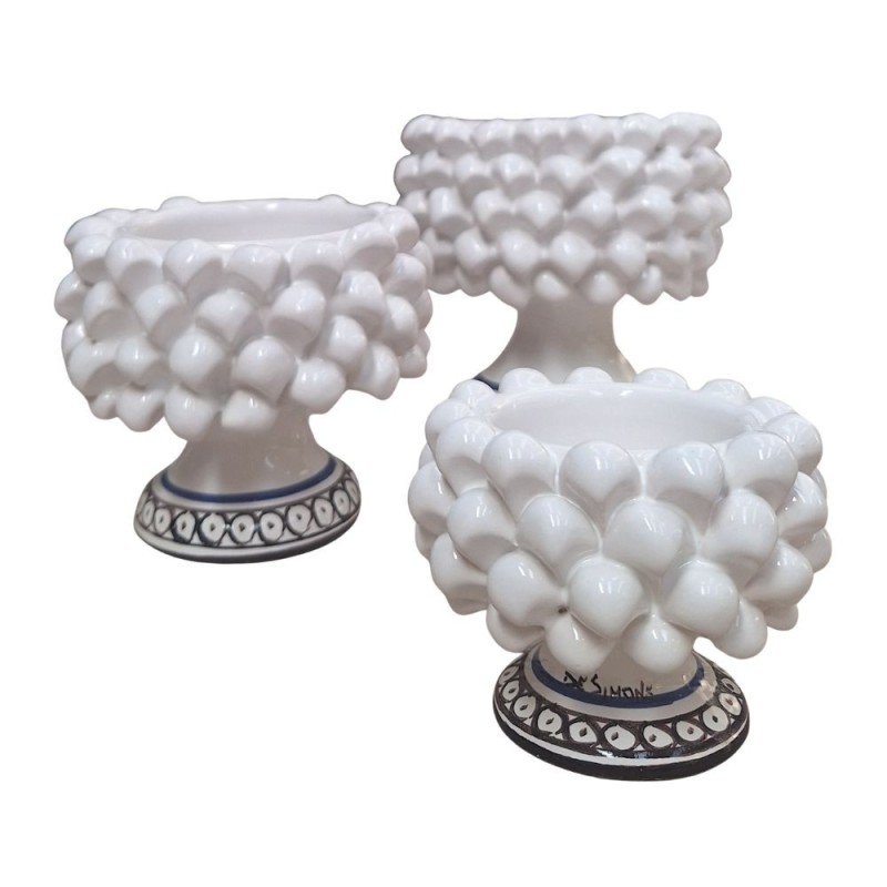 Pine cone cachepot white handmade sicilian pot Ceramiche De Simone