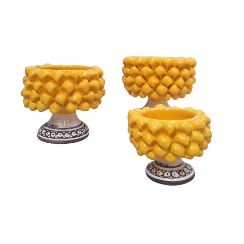 Pine cone cachepot yellow handmade sicilian pot Ceramiche De Simone