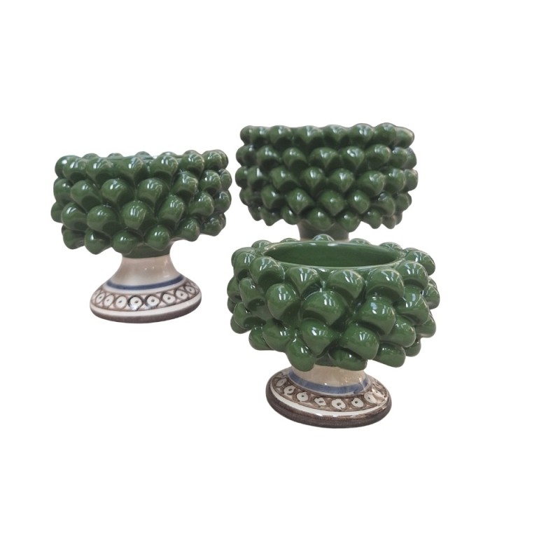 Pine cone cachepot green handmade sicilian pot Ceramiche De Simone