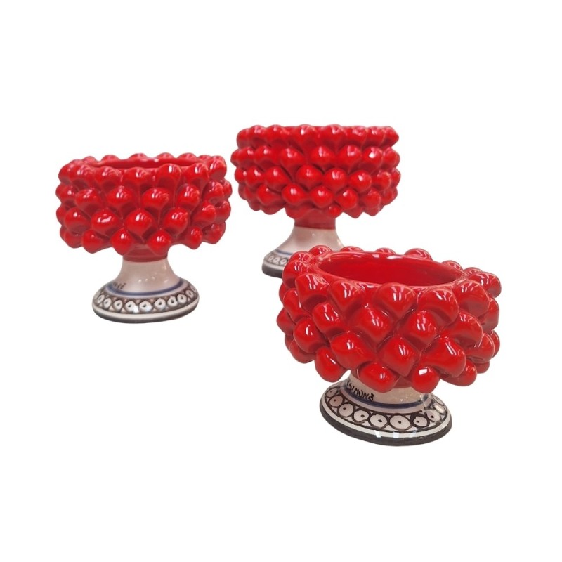 Pine cone cachepot red handmade sicilian pot Ceramiche De Simone