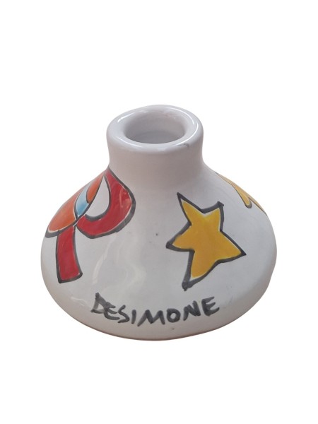 Porta candela lunga tondo Folk natale Ceramiche De Simone