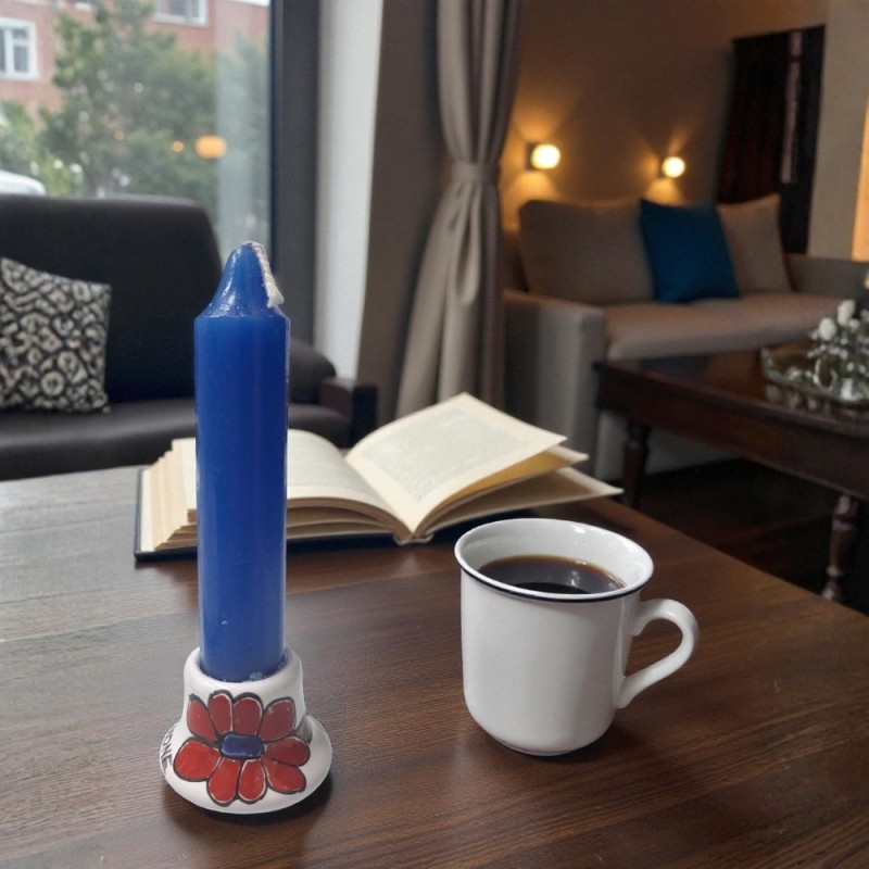 Handmade long candle holder Daisy Ceramiche De Simone