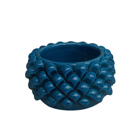 Blue Pine cone cachepot handmade sicilian pot Ceramiche De Simone