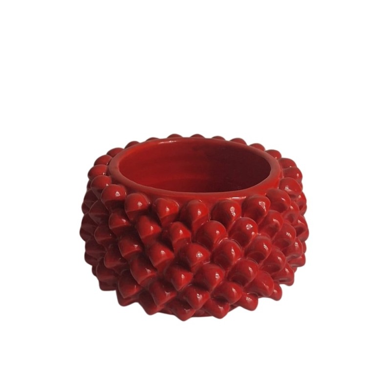 Pine cone cachepot red handmade sicilian pot Ceramiche De Simone