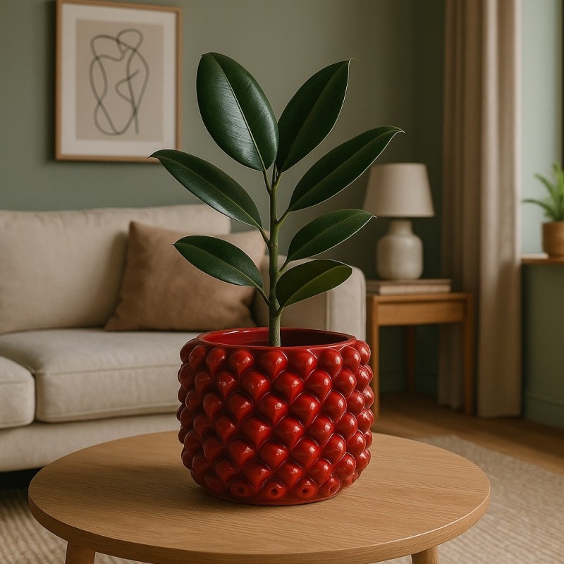 Cachepot pigna artigianale vaso rosso Ceramiche de Simone