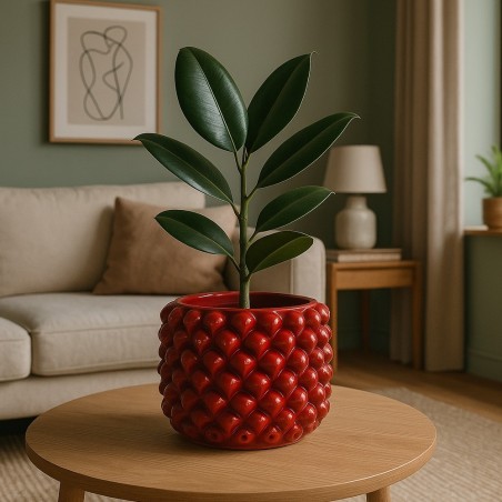 Cachepot pigna artigianale vaso rosso Ceramiche de Simone