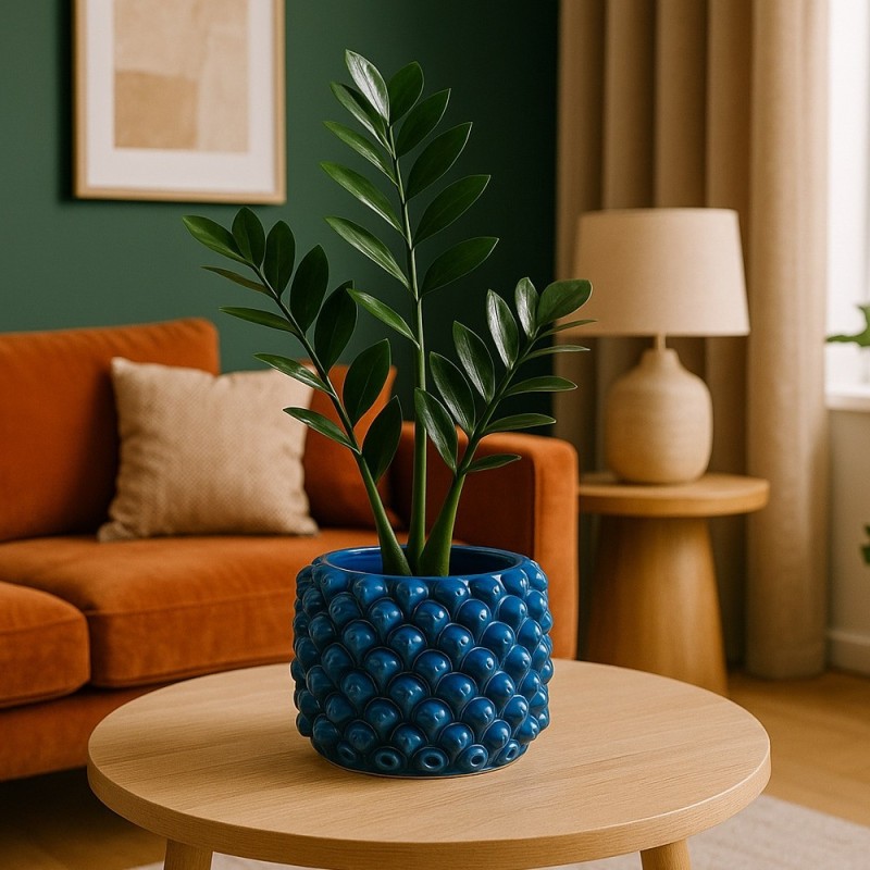 Pine cone cachepot handmade sicilian blue pot Ceramiche De Simone