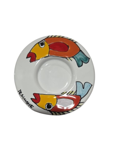 Round tealight candle holder Fish Ceramiche De Simone