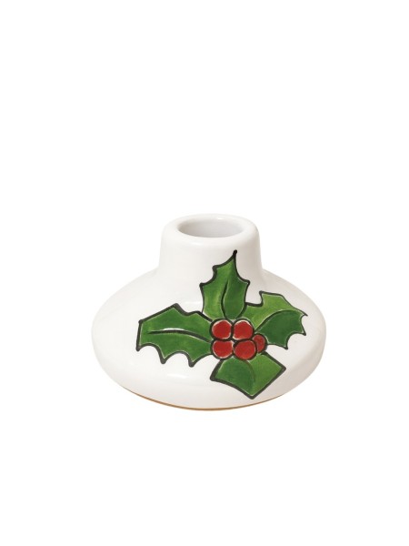 Round long candle holder holly Ceramiche De Simone