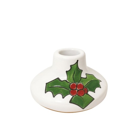 Round long candle holder holly Ceramiche De Simone