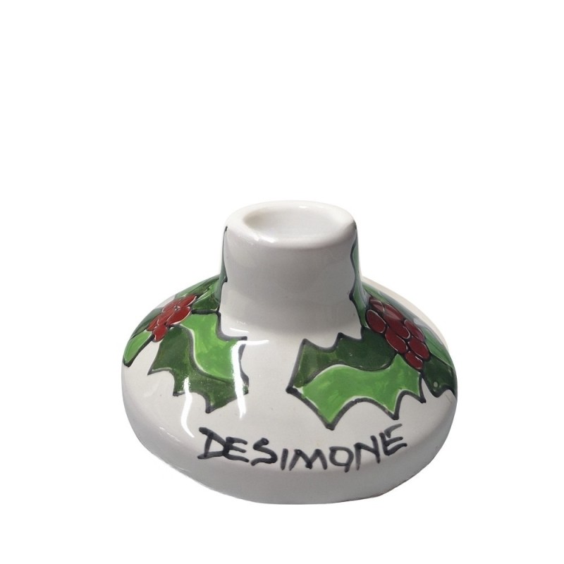 Porta candela lunga Folk agrifoglio Ceramiche De Simone