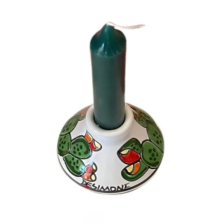 Handmade sicilian ceramic long candle holder Prickly Pear Ceramiche De Simone Pottery