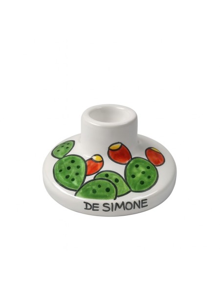 Porta candela lunga tondo Folk Fichi d'India Ceramiche De Simone