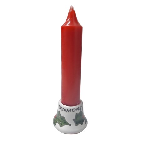 Small handmade round long candle holder holly Ceramiche De Simone
