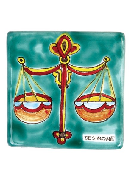 Ceramic wall tile zodiac sign libra de simone pottery