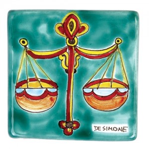 Ceramic wall tile zodiac sign libra de simone pottery