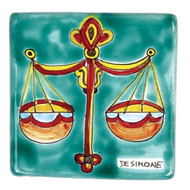 Ceramic wall tile zodiac sign libra de simone pottery