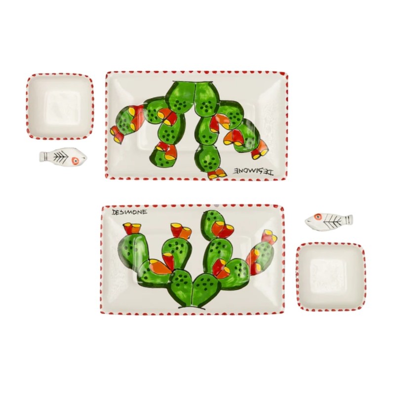 Sushi set Prickly Pears De Simone Sicilian Handmade Pottery