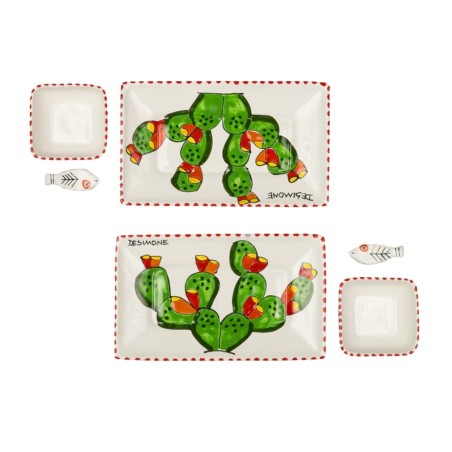 Sushi set Prickly Pears De Simone Sicilian Handmade Pottery