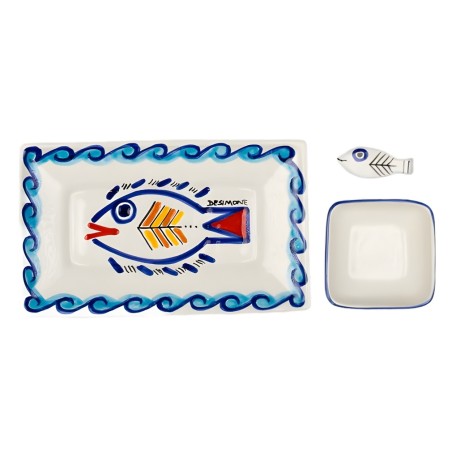 Handmade ceramic sicilian Sushi set Levante De Simone Pottery