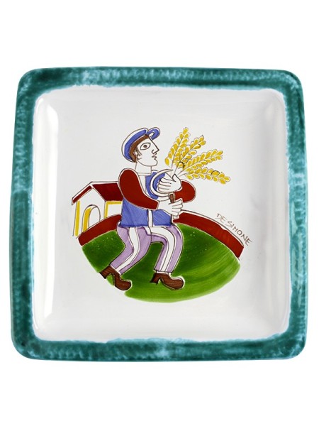Piatto Quadrato Folk PQFK-7 Raccolta del Grano