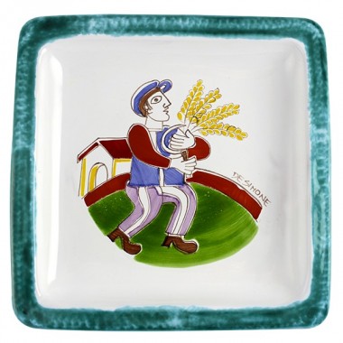Piatto Quadrato Folk PQFK-7 Raccolta del Grano
