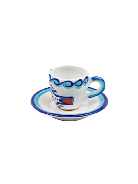 Tazzina da caffè Piattino Levante ceramiche artigianali siciliane de simone Mangiallegro TZZ56LE