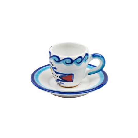 Ceramic Coffee Cup with Saucer Levante desimone pottery TZZ56LE