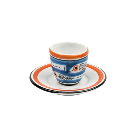 Ceramic Coffee Cup with Saucer Itaca desimone sicilian pottery TZZ56IT