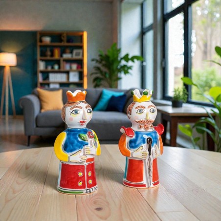 King Queen statues De Simone sicilian handmade pottery