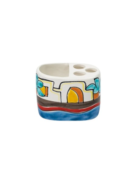Handmade ceramic sicilian Toothbrush Holder de simone pottery Dammusi