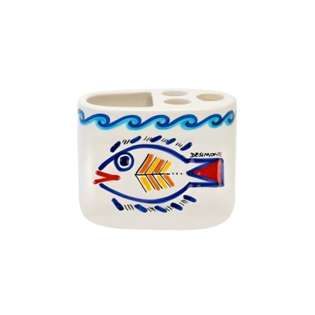 Handmade ceramic sicilian Toothbrush Holder de simone pottery Levante