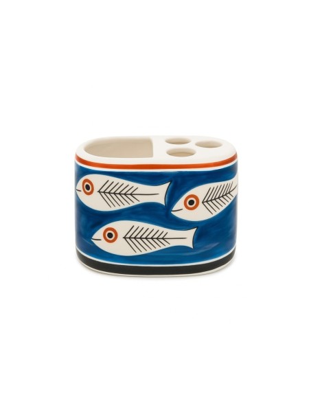 Handmade ceramic sicilian Toothbrush Holder de simone pottery Itaca