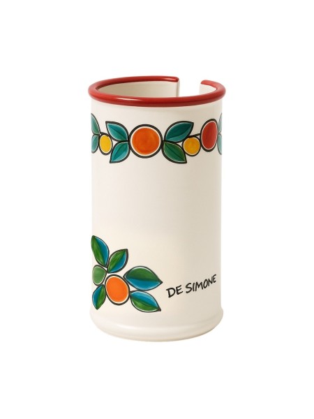 handmade sicilian ceramic Glass Holder Arance e Limoni de simone pottery