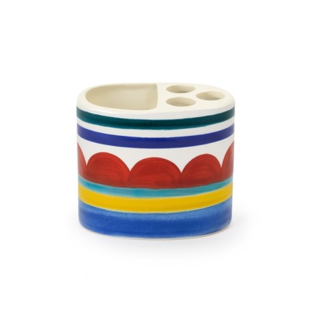 Handmade ceramic sicilian Toothbrush Holder de simone pottery Sibari