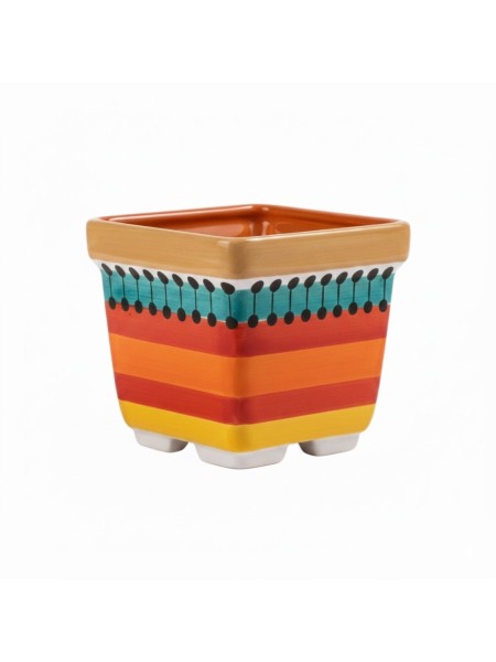 Square plant pot Pantelleria De Simone Sicilian handmade pottery