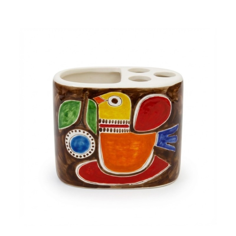 Handmade ceramic sicilian Toothbrush Holder de simone pottery Stromboli