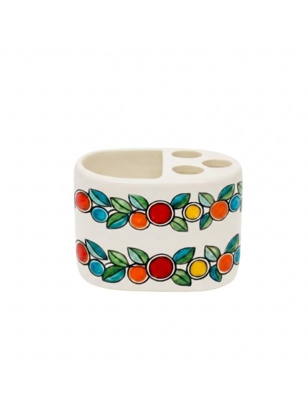 Handmade ceramic sicilian Toothbrush Holder de simone pottery Arance e Limoni