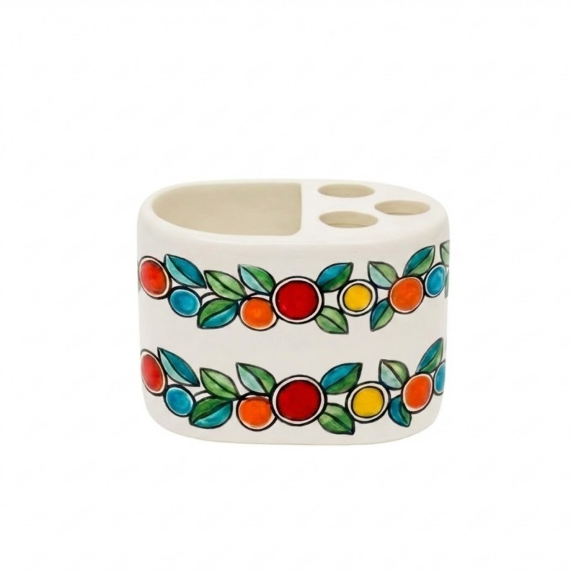 Portaspazzolini artigianale ceramiche siciliane de simone Arance e Limoni