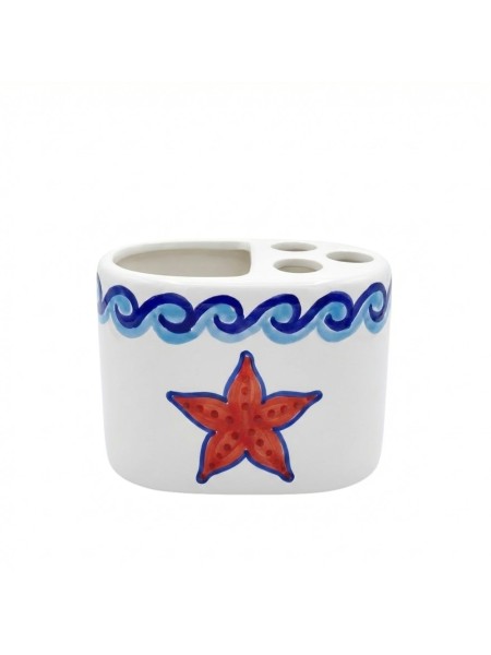 Handmade ceramic sicilian Toothbrush Holder de simone pottery Maestrale