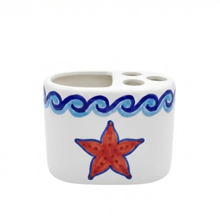 Handmade ceramic sicilian Toothbrush Holder de simone pottery Maestrale