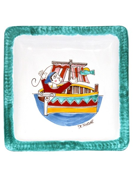 Piatto Quadrato Folk PQFK-16 Pescatore