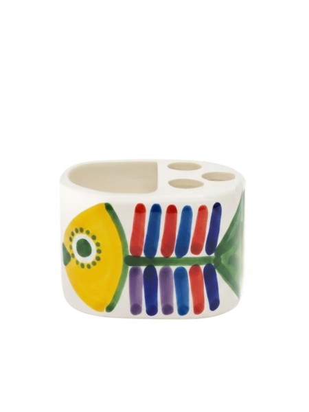 Handmade ceramic sicilian Toothbrush Holder de simone pottery Filicudi