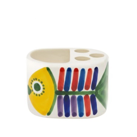 Handmade ceramic sicilian Toothbrush Holder de simone pottery Filicudi
