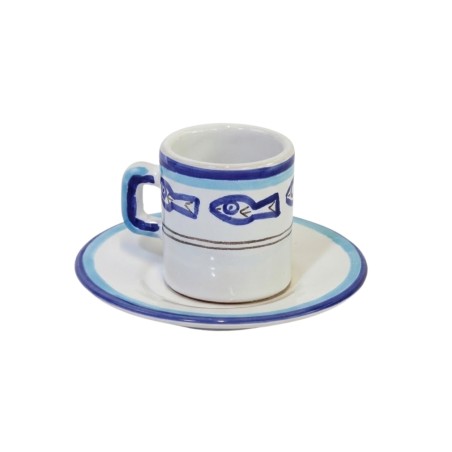 Tazzina caffè cilindrica con Piattino Corfù Ceramiche De Simone